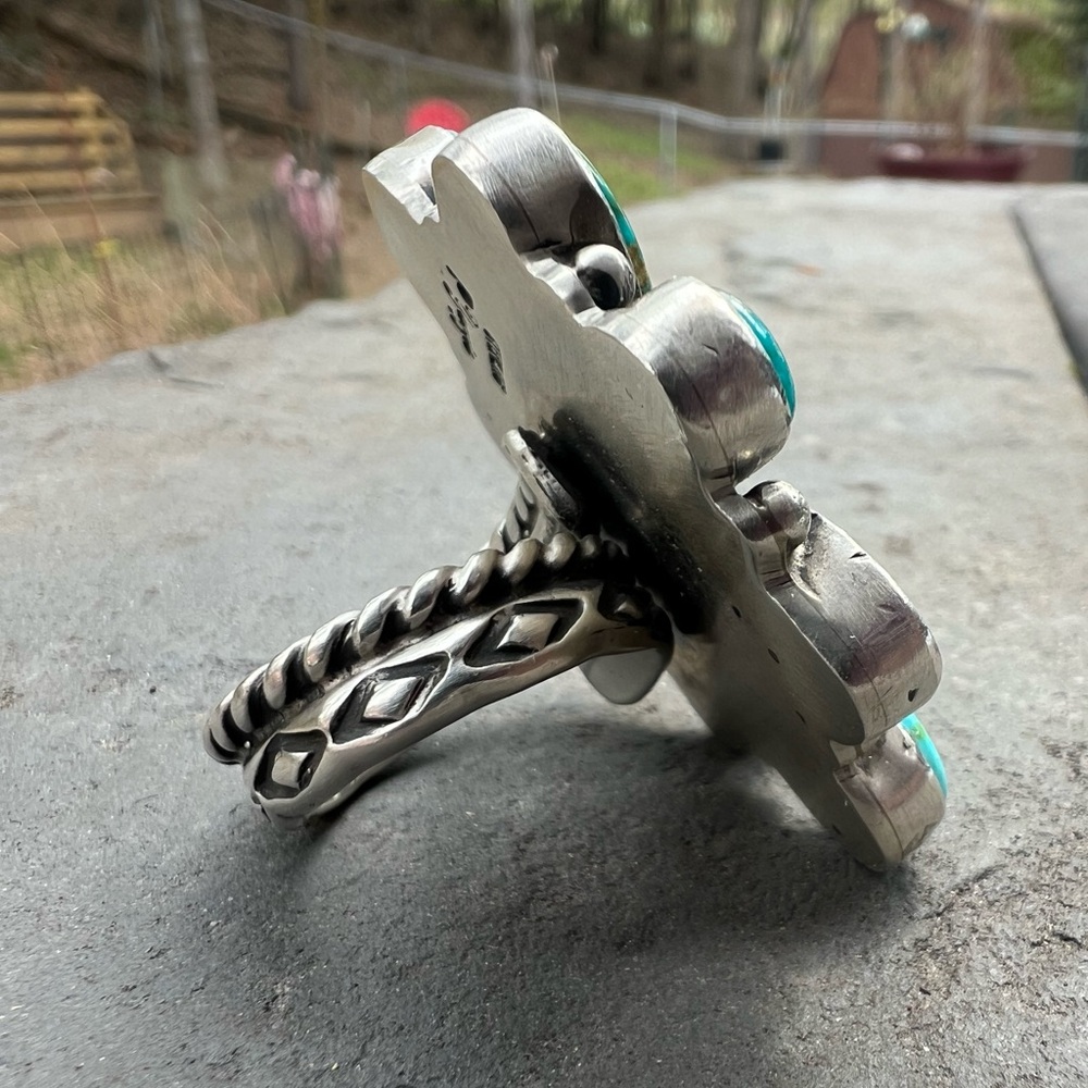 P Yazzie Turquoise cluster ring - Picture 5 of 7
